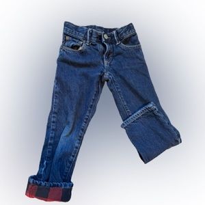 GAP Denim straight legged toddler lined jeans.